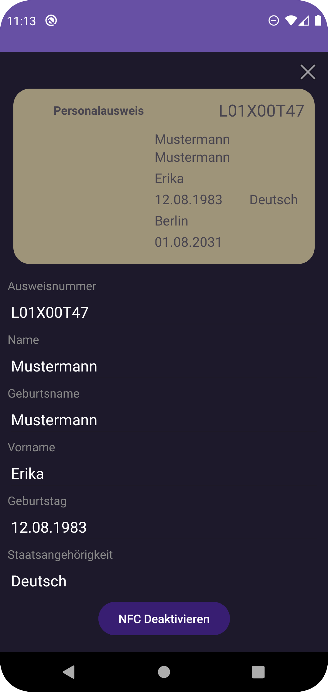 Screenshot ID View