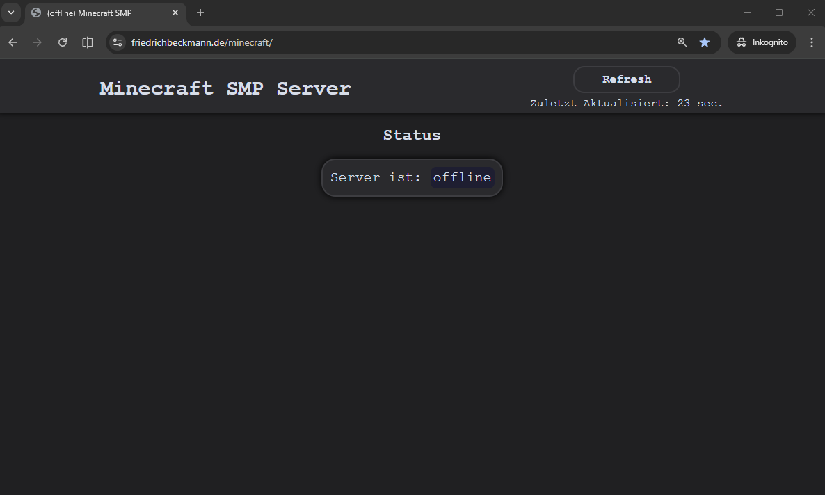 Screenshot Minecraft Server offline