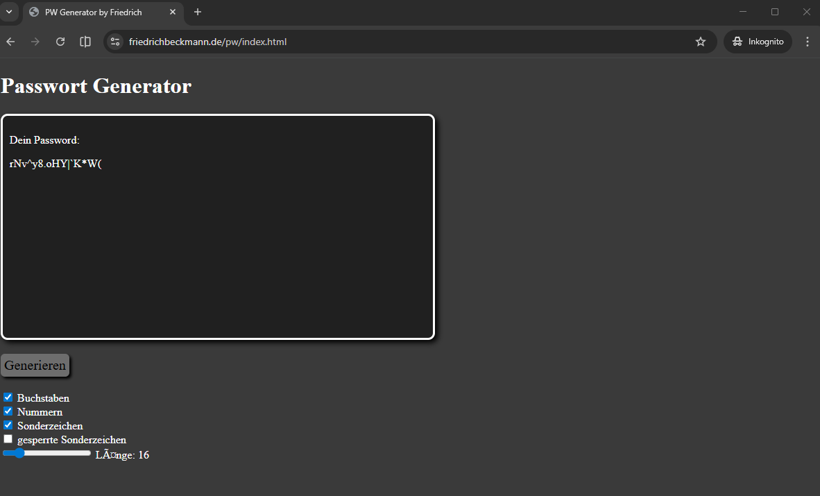 Screenshot Website Snake friedrichbeckmann.de