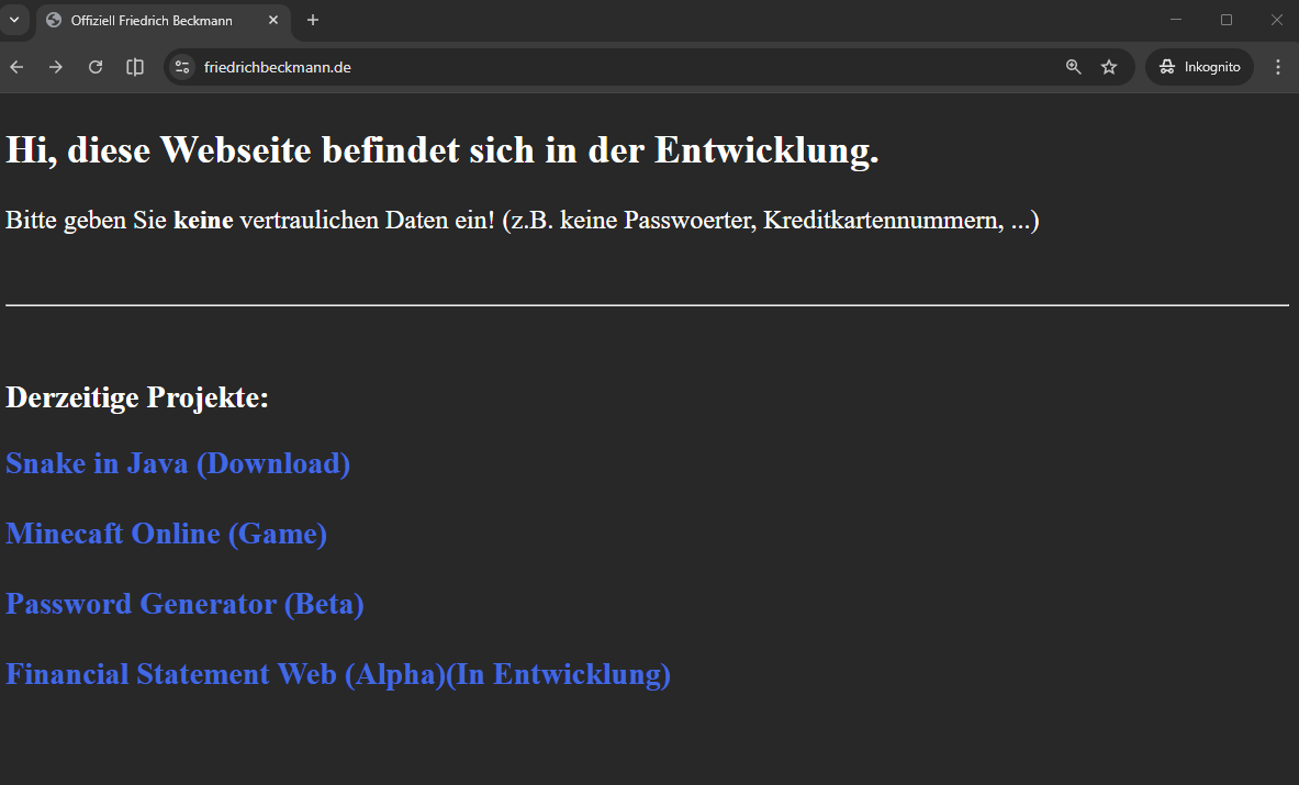 Screenshot Website Root friedrichbeckmann.de