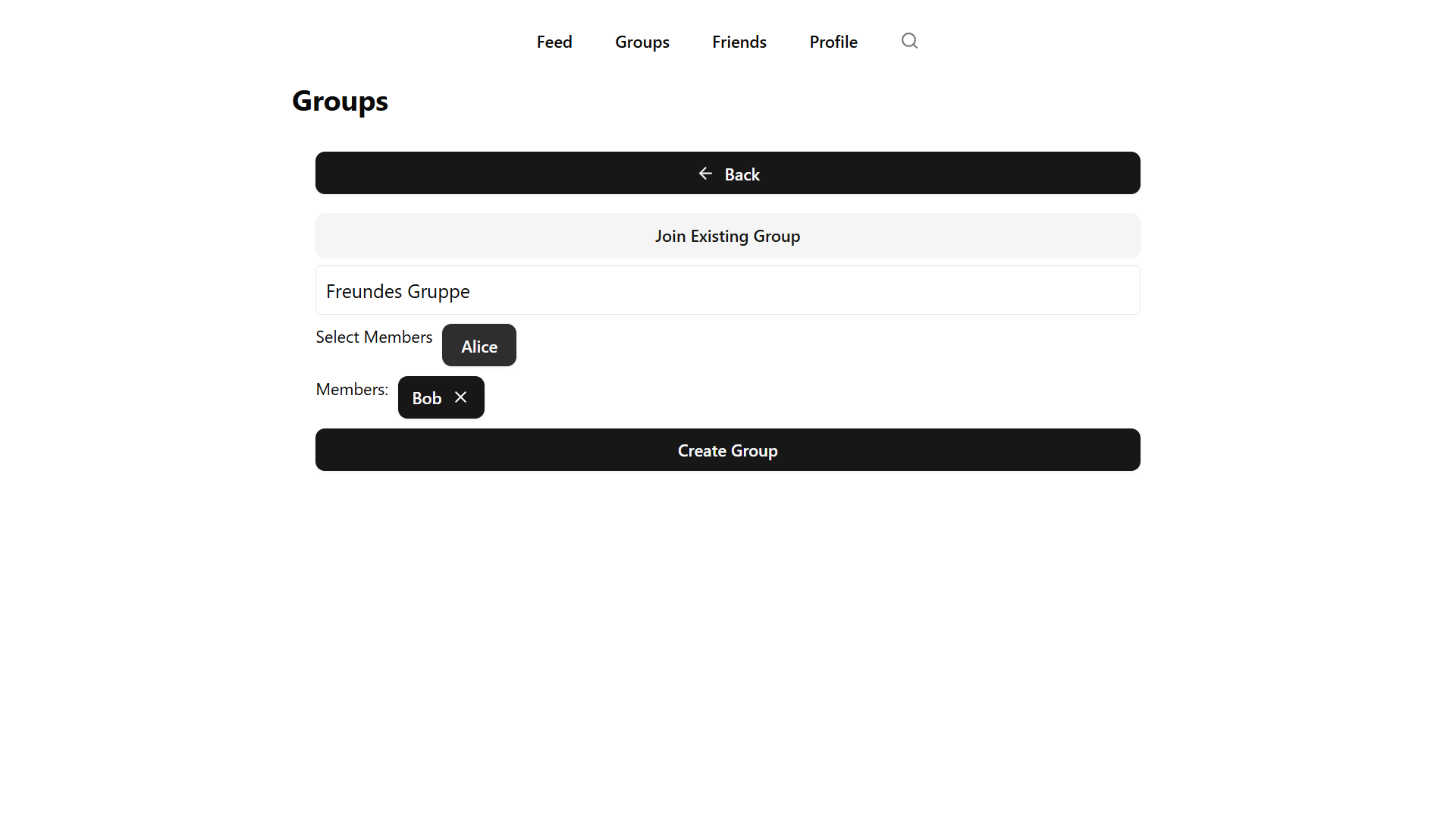 Screenshot create group