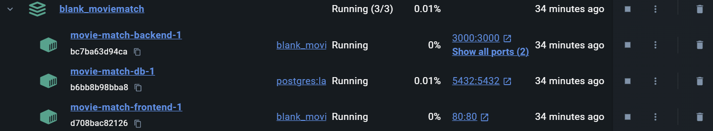 Screenshot Docker Container