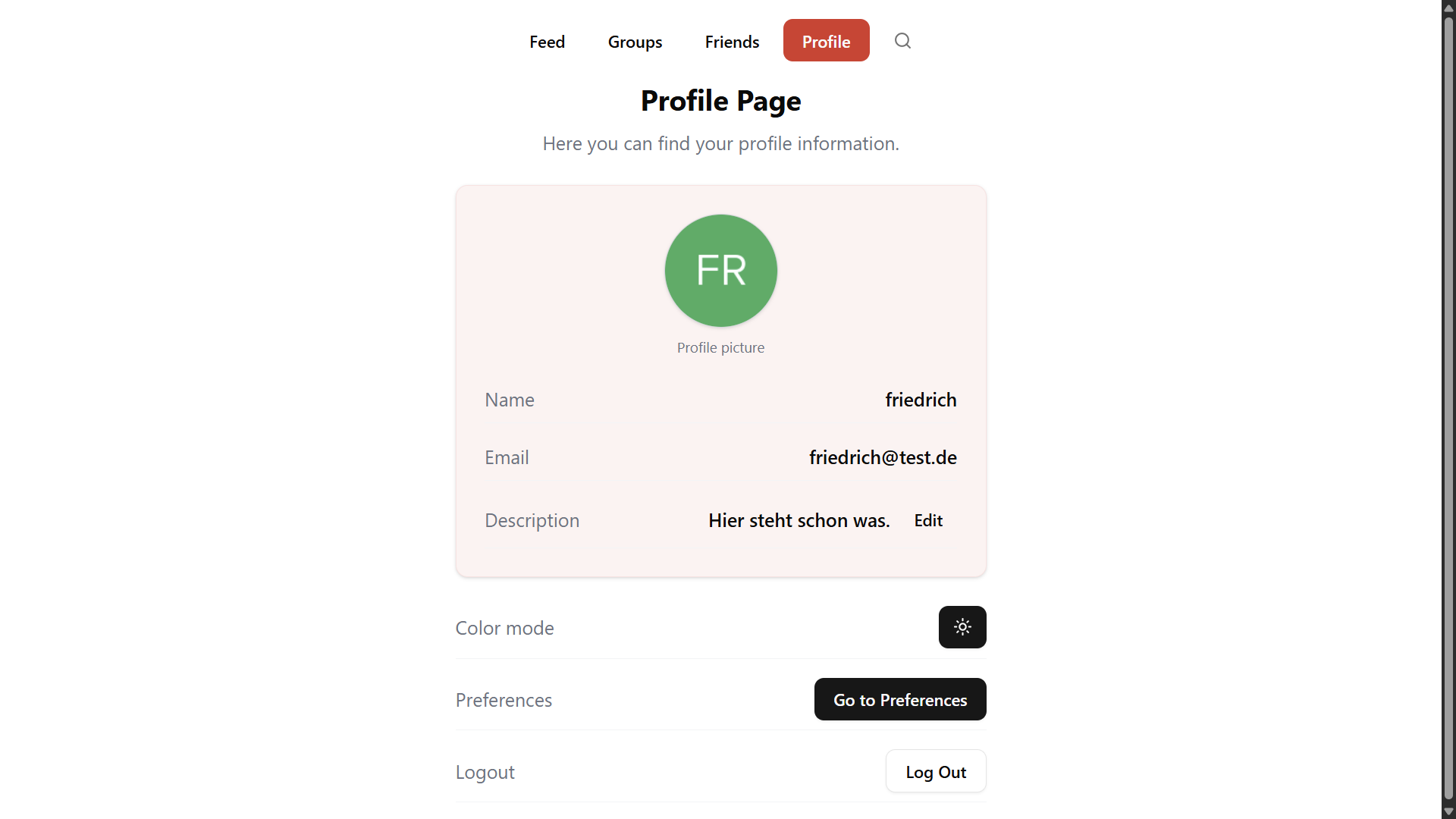Screenshot profile