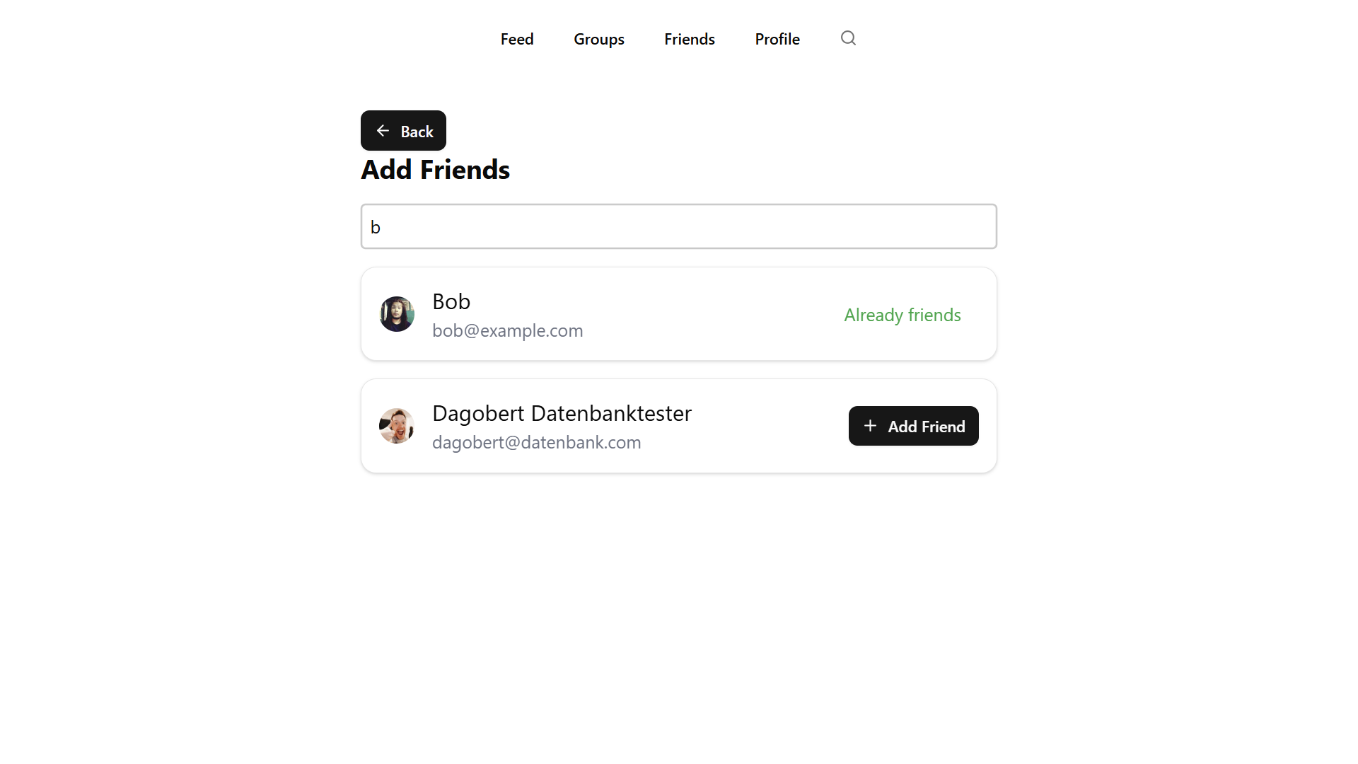 Screenshot search users