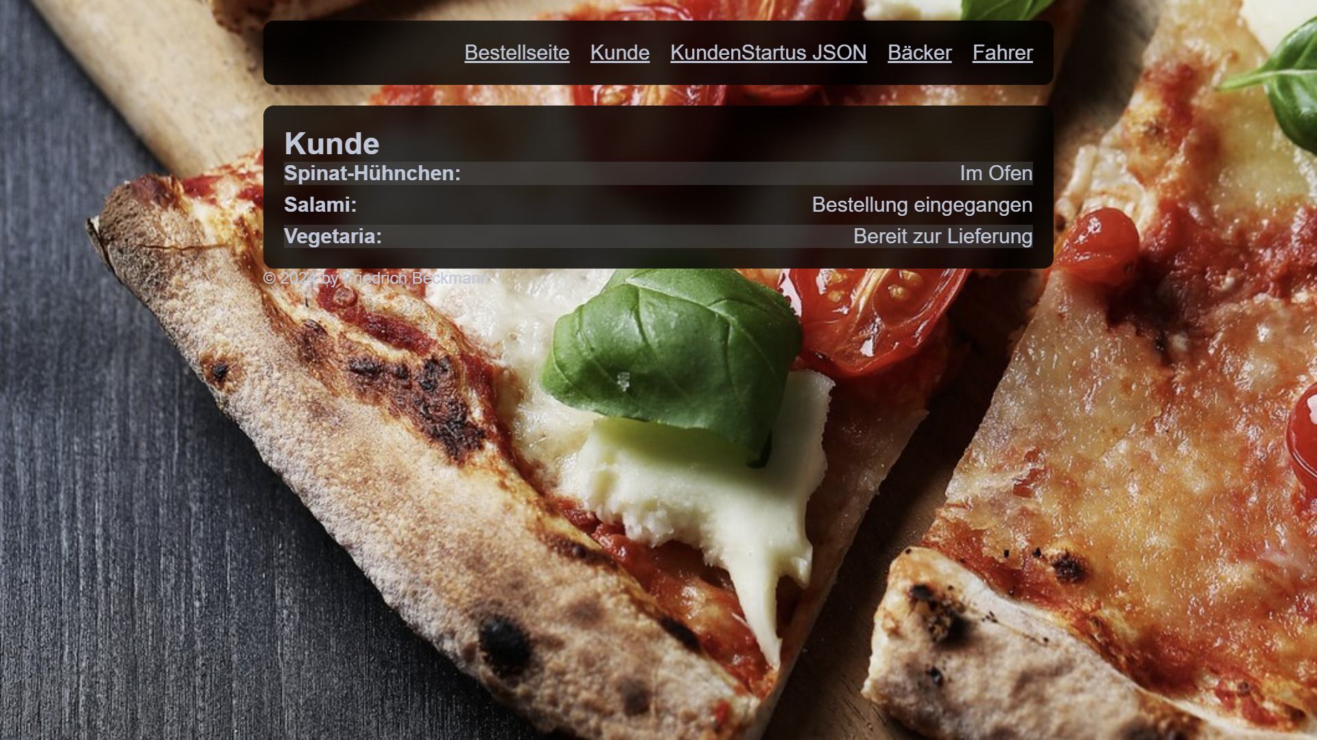Screenshot Pizza Service Customer-Pager