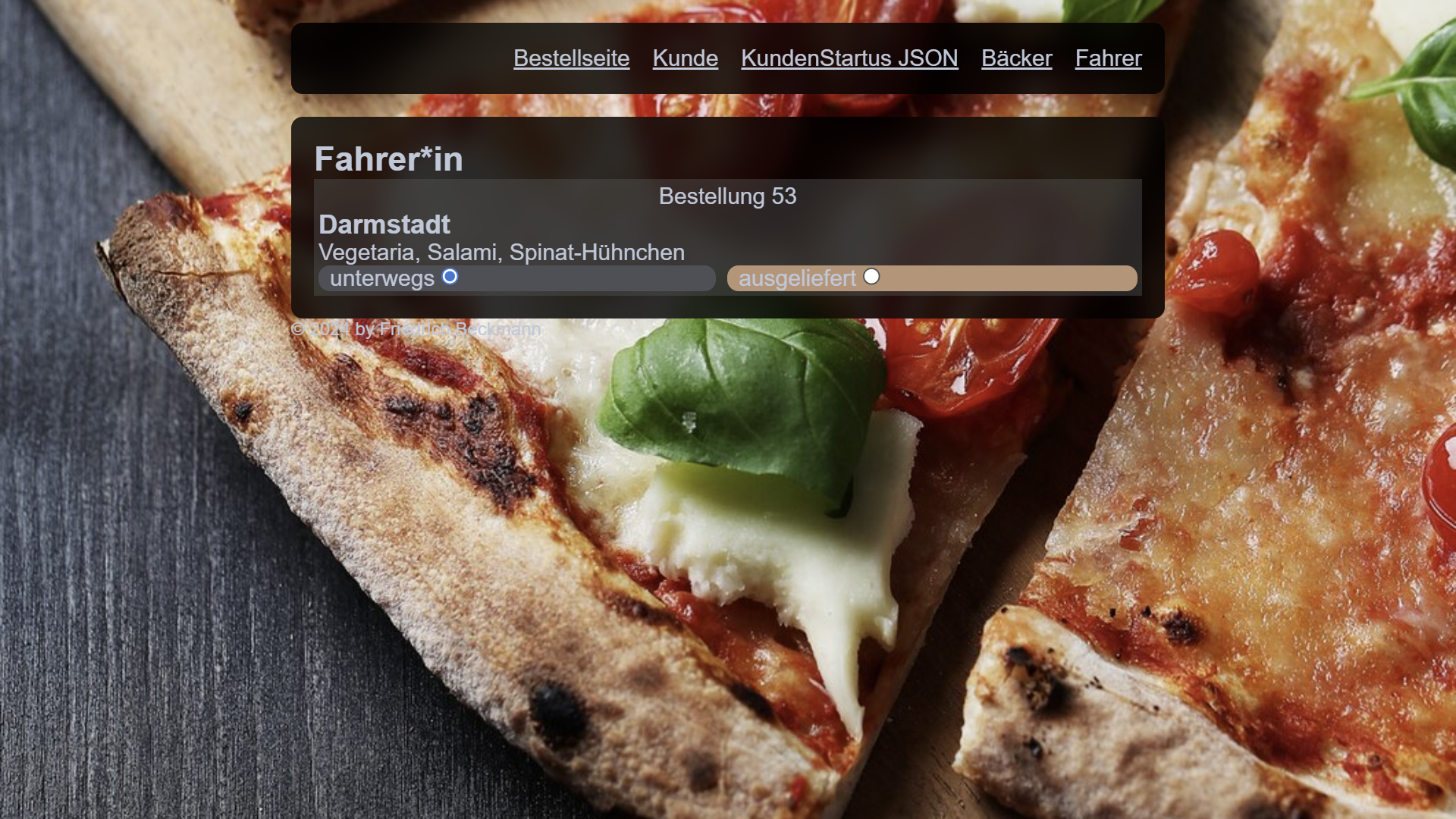 Screenshot Pizza Service Diver-Pager
